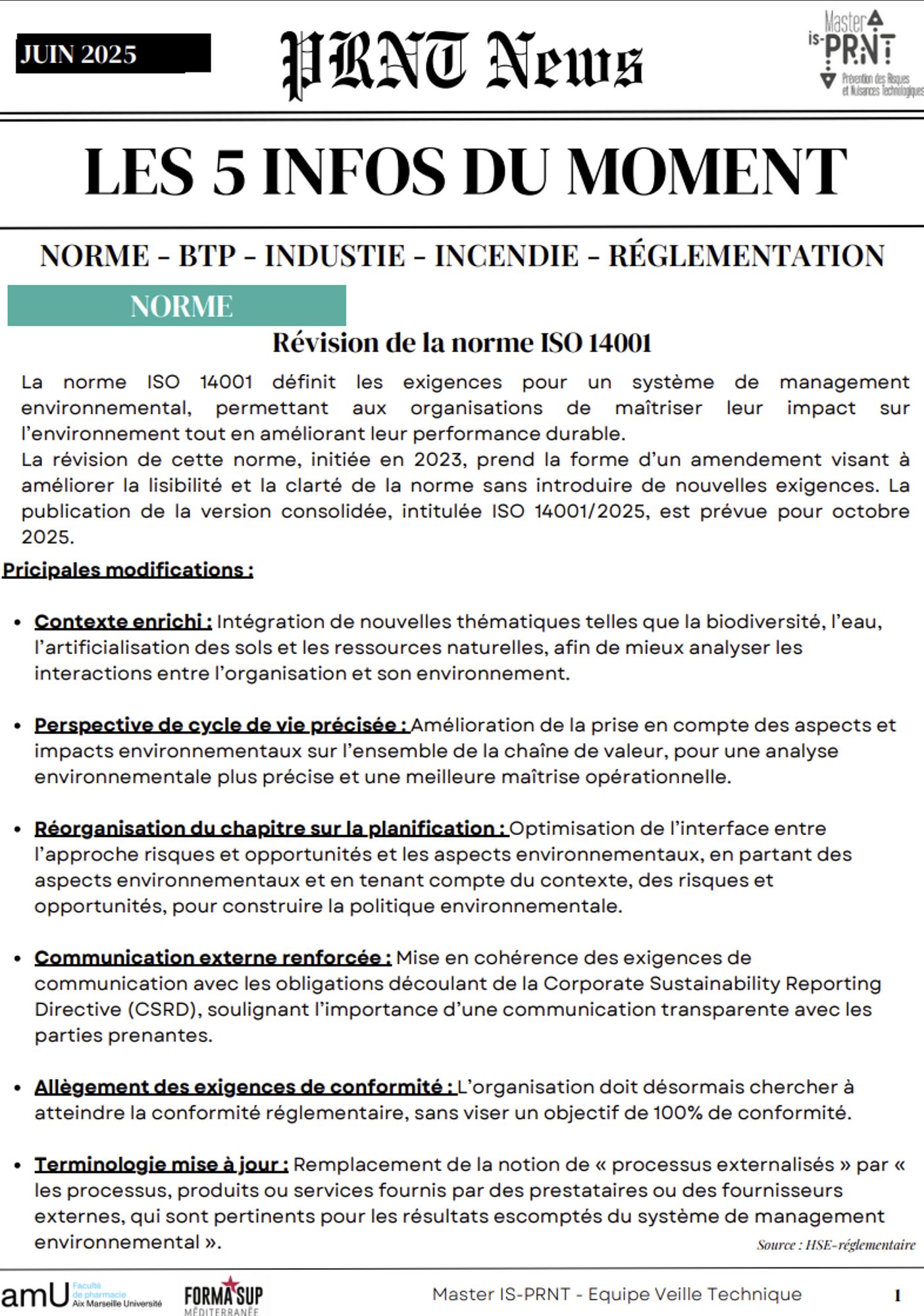 Projet tutoré : Veille Réglementaire juin 2025