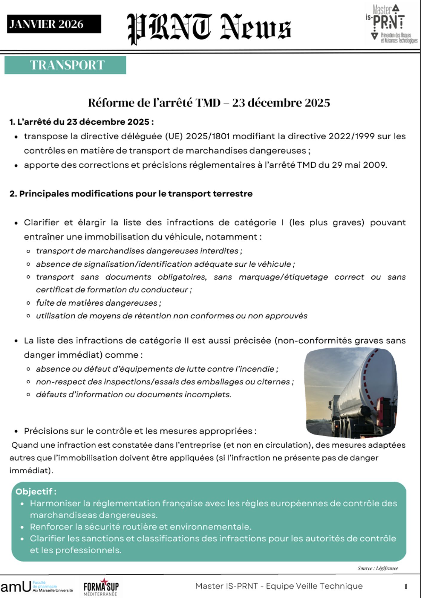 Projet tutoré : Veille Réglementaire janvier 2026