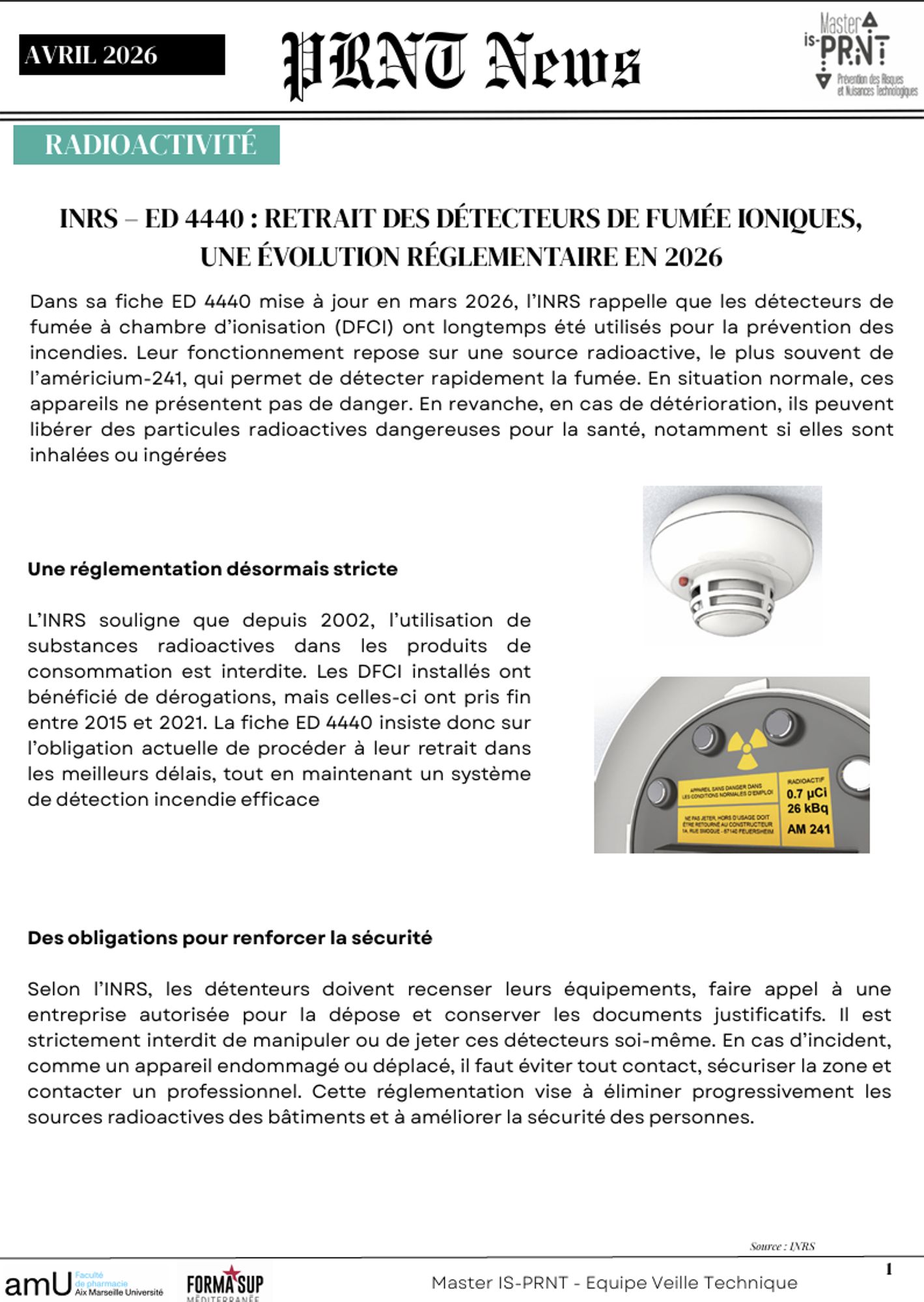 Projet tutoré veille réglementaire avril 2026